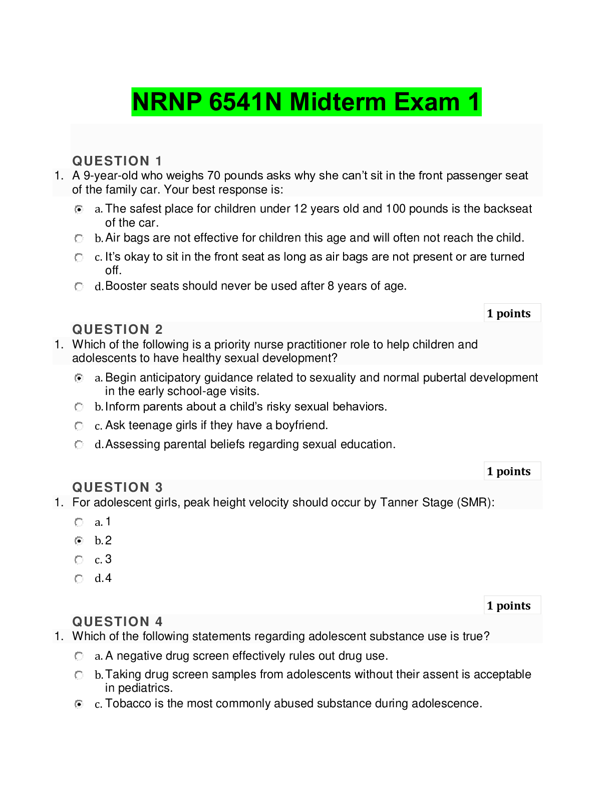 Preview image for NRNP 6541N Midterm Exam